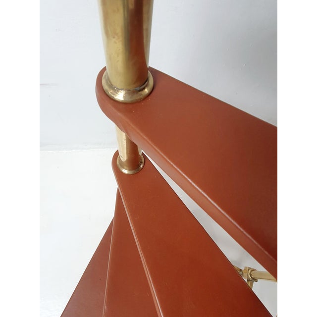 Antique Leather & Brass Library Steps For Sale - Image 12 of 15