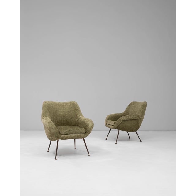 1960s French Green Art Deco Upholstered Armchairs - A Pair For Sale - Image 9 of 18