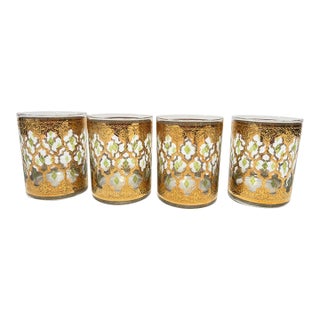 Vintage Set of 4 Old Fashioned Valencia by Culver With 22-Karat Gold For Sale