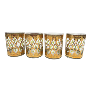 Vintage Set of 4 Old Fashioned Valencia by Culver With 22-Karat Gold