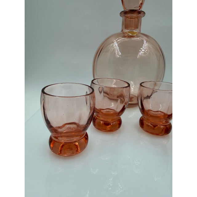 Pink Vintage Rosalin Glass Liqueur Set, 1950s, Set of 5 For Sale - Image 8 of 18