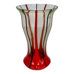 Czech Kralik Red Pulls Art Glass Vase