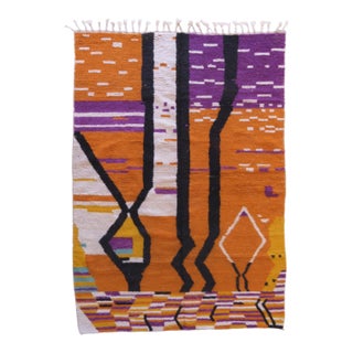 Abstract Moroccan Boujad Wool Rug - 10.3 X 6.9 Ft For Sale