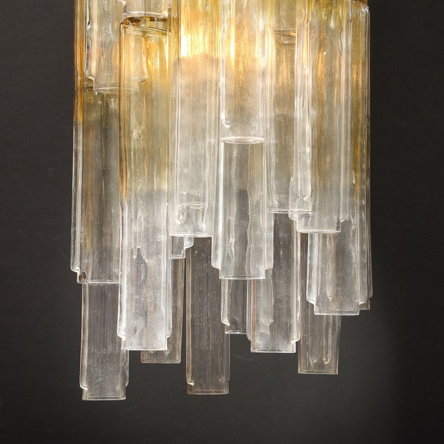 Mid-Century Large Muted Citrine Calza Glass Chandelier Signed Venini For Sale - Image 10 of 18