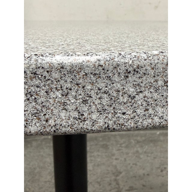 Metal 36in Circa 1980 Stone Composite Pedestal Dining Table For Sale - Image 7 of 12