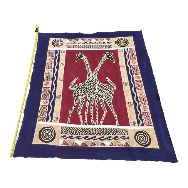 Early 20th Century Giraffe Batik Print Tablecloth For Sale