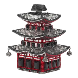 Judith Leiber Couture Kyoto Temple Asian Pagoda Clutch Evening Bag Crystal Minaudière