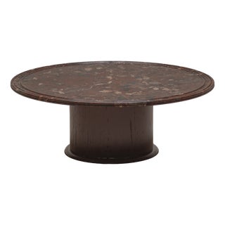 Mid-Century Modern Coffee Table with Red Marble Top and Burgundy Lacquered Base, 1970s For Sale