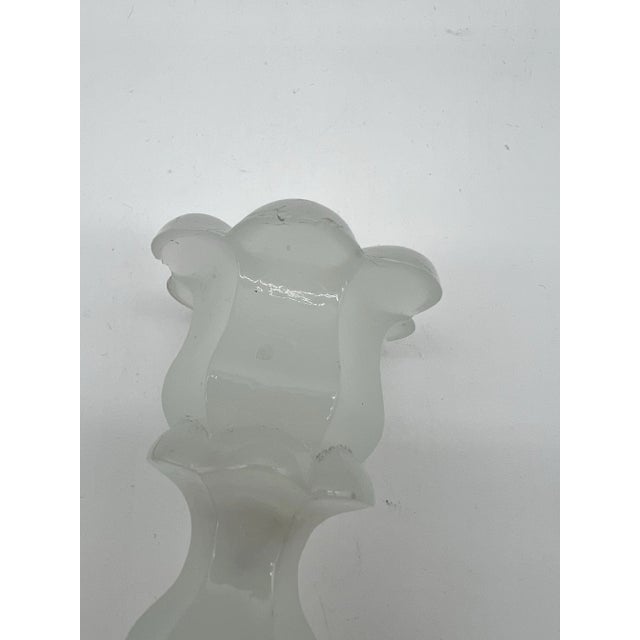 Early 19th Century Antique Pressed Flint Glass Dolphin Shaped Candlestick, Clambroth Colour, Boston & Sandwich Glass Co. Circa 1840 For Sale - Image 5 of 10