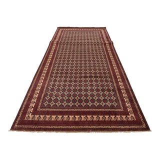Turkmen Rug 9’10” X 19’5” Beige Wool Tribal Hand-Knotted Oriental Carpet For Sale