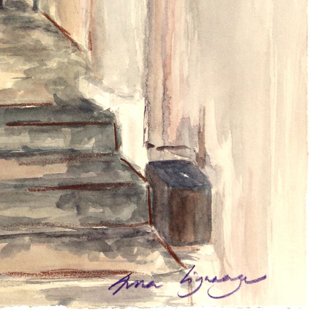 Gallery Is Open - Original Figurative Watercolor Interior Painting on Paper by Ama Liyanage For Sale In Los Angeles - Image 6 of 7