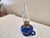 Vintage Miniature Finger Oil Lamp Cobalt Blue Glass Base Embossed Fruit Shapes. Lamp is in excellent like new condition,...
