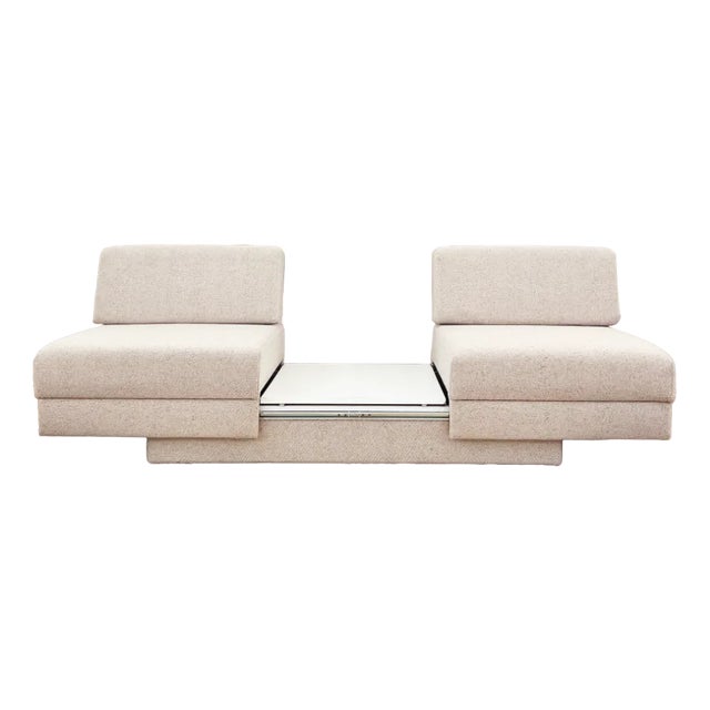 Vintage Scandinavian Convertible Sofa with Built-In Table, 1980s For Sale