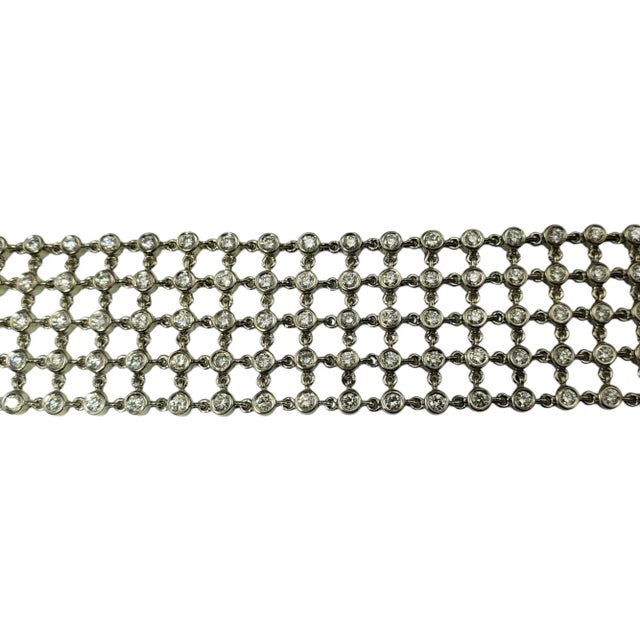 Late 20th Century 18 Karat White Gold Diamond 5 Row Mesh Bracelet For Sale - Image 4 of 8