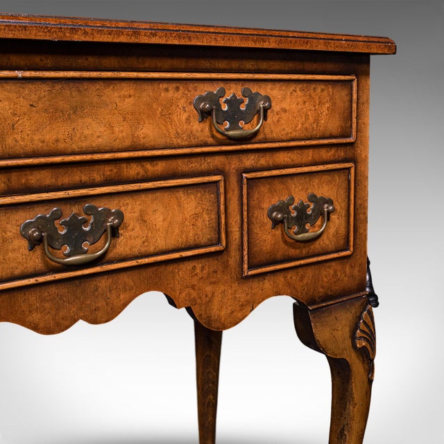 Quality Vintage Georgian Revival Lowboy, English, Burr Walnut, Side, Hall Table For Sale - Image 11 of 12