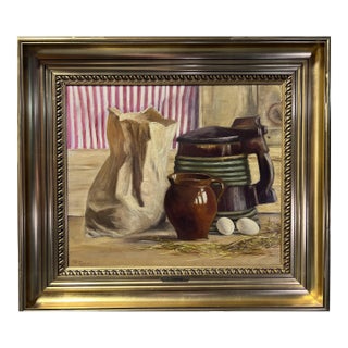 1898 Scandinavian Artist F. Sjostedt Antique Oil Painting on Canvas, Still Life For Sale