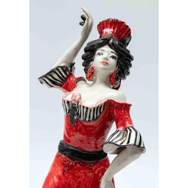 Black Vintage Ceramic Sculpture of Flamenco Dancer from Bottega dell'Arte, Italy, 1960s For Sale - Image 8 of 9