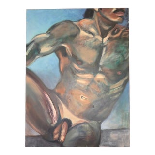 Late 20th Century Oil Painting of Muscular Male Nude For Sale