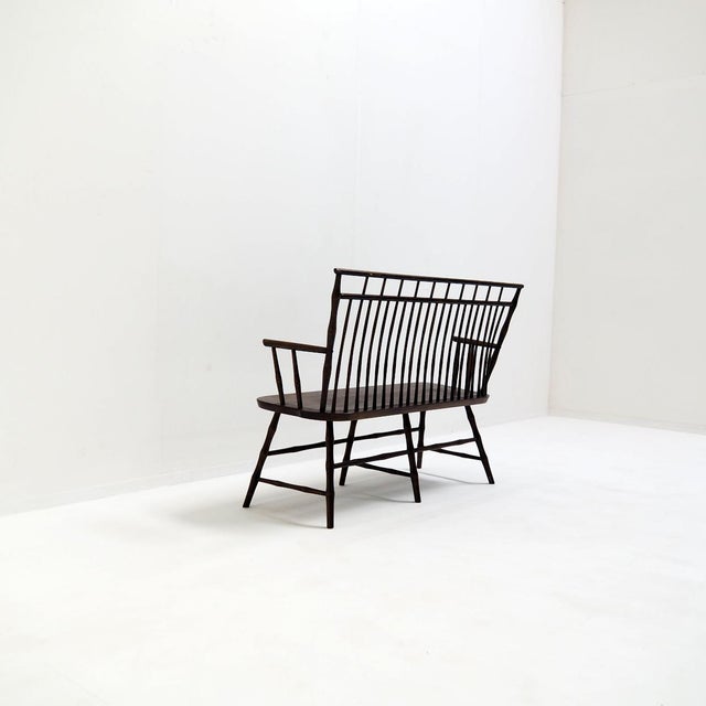 1960s Vintage Wooden Spindle Back Settee in Faux Bamboo, 1960s For Sale - Image 5 of 9