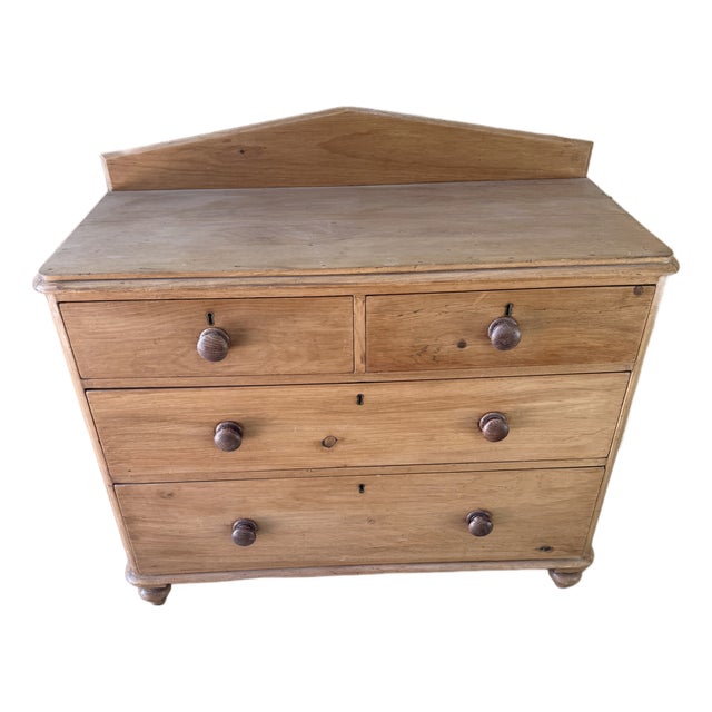 Antique Pine Two Over Two Drawers - Chest of Drawers With Gallery Back From England For Sale
