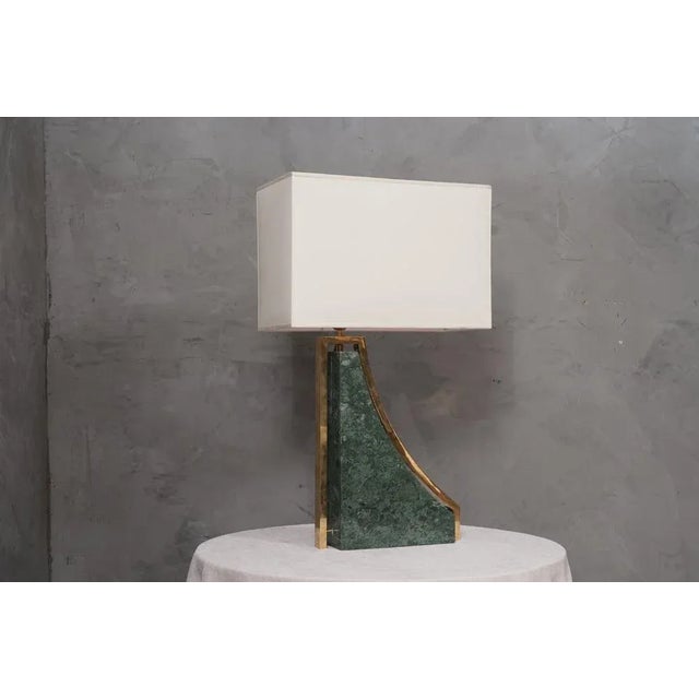 Italian Indian Green Marble and Brass Table Lamp, 2000s For Sale - Image 11 of 11