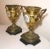 1930s Pair of Antique Ornate Gilt Bronze Porcelain Painting Urn Vase Garniture Ewer For Sale - Image 4 of 12