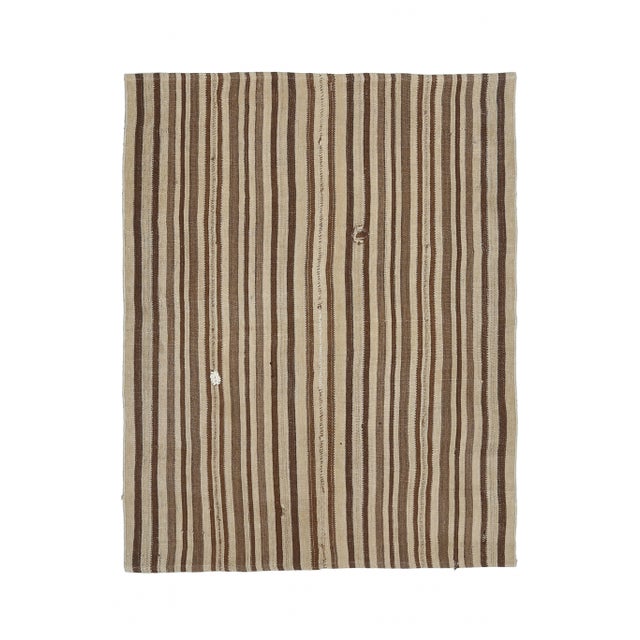 Vintage Turkish Oushak Handmade Wool Cotton Beige Kilim Area Rug For Sale - Image 11 of 11