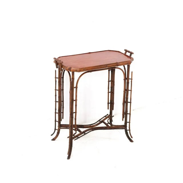 Wood Art Nouveau Tea Table in Bamboo, 1900s For Sale - Image 7 of 13