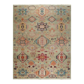 8x10 Lush Oriental Ivory Traditional Geometric Hand Knotted Wool Carpet Rug For Sale
