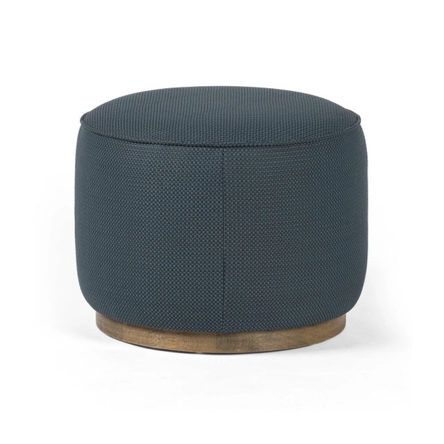 Contemporary Four Hands Sinclair Round Ottoman - Fresno Cobalt For Sale - Image 3 of 6