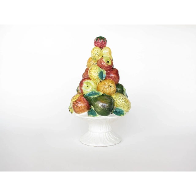 Vintage Ceramic Mixed Fruit Topiary With White Pedestal Base For Sale - Image 11 of 12