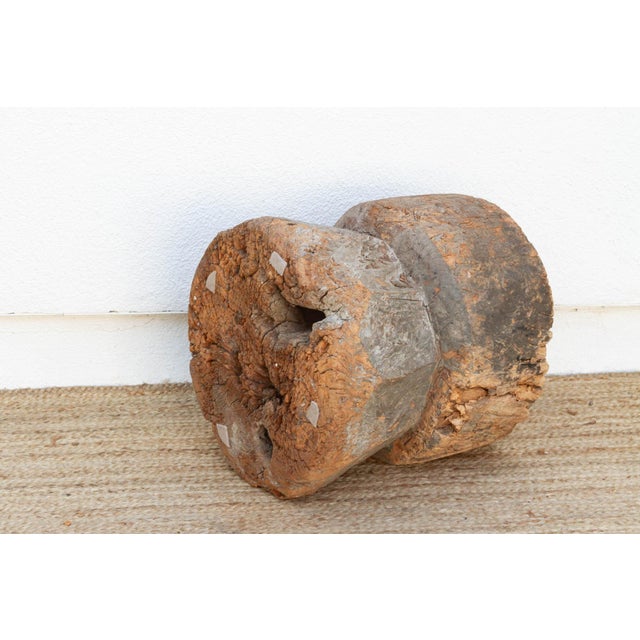 Brown Antique Semi Fossilized Tribal Mortar For Sale - Image 8 of 10