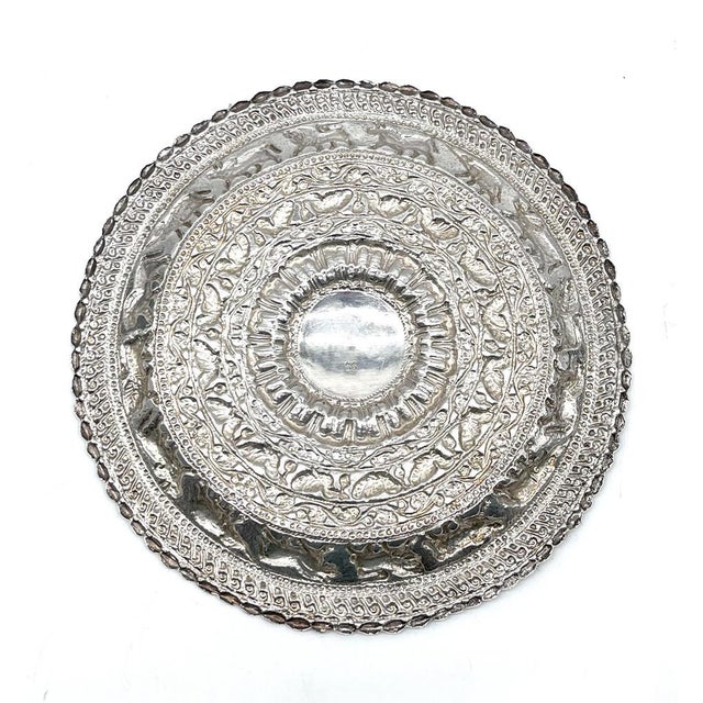 Sterling Silver Moonstone Tray with Elephants, Kandy, Sri Lanka, 1920s For Sale - Image 9 of 12
