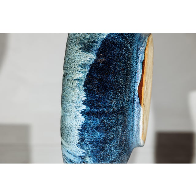 "About the Item This vintage light blue planter, inspired by the Shigaraki style, captures the essence of timeless...