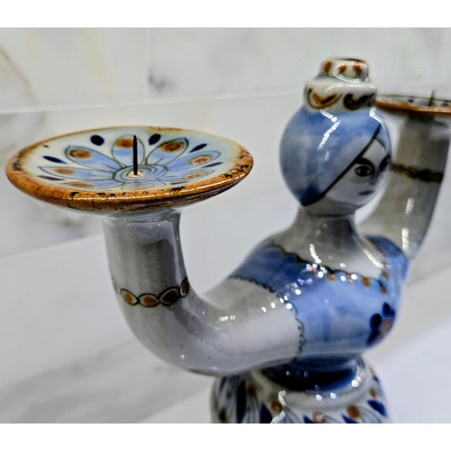 1970s Mid-Century Ken Edwards Tonalá Stoneware Figural Woman Candelabra For Sale In Dallas - Image 6 of 10