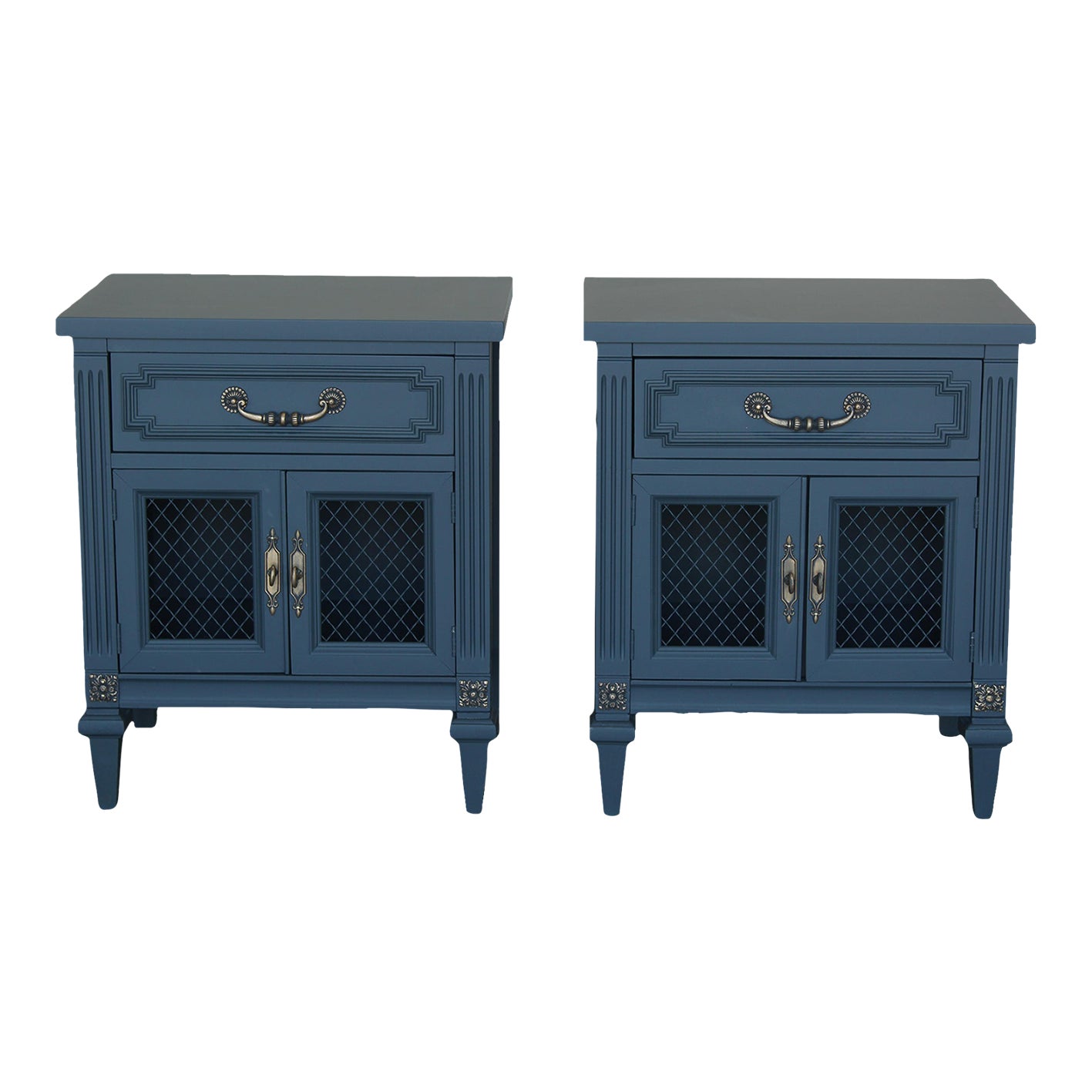 1970s Pair of Mid Century Gray Painted Nightstands Chairish