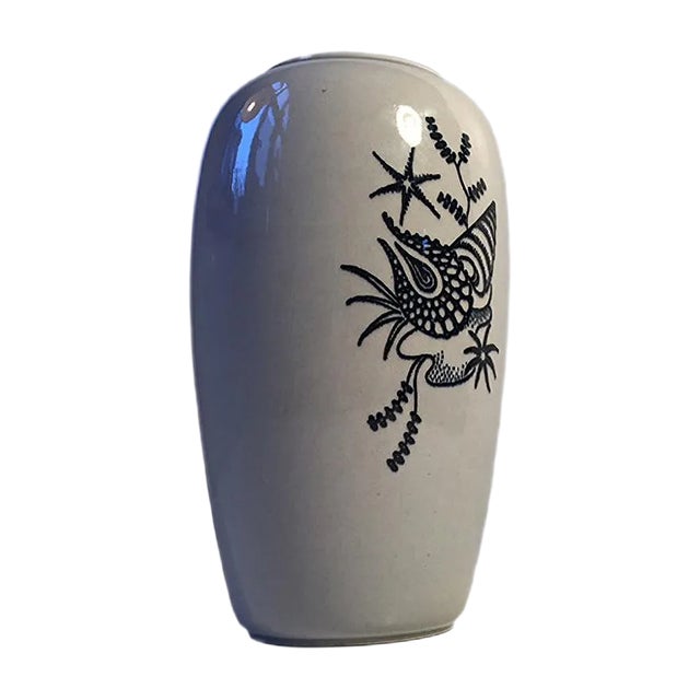 Mid-Century Ceramic Vase with Snail from Nymølle, 1970s For Sale