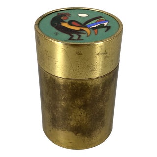Art Deco Cylindrical Brass Cigarette Case, 1920s For Sale
