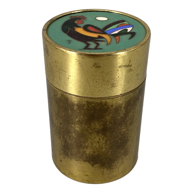 Art Deco Cylindrical Brass Cigarette Case, 1920s For Sale
