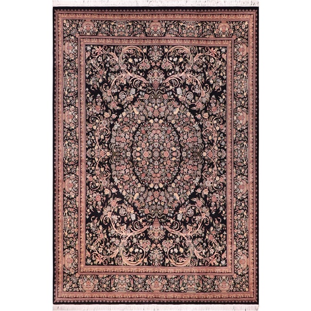 Shabby Chic Art Nouveau 1990's Pak-Persian Black/Black Wool Rug - 9'0'' X 12'3'' For Sale - Image 9 of 9