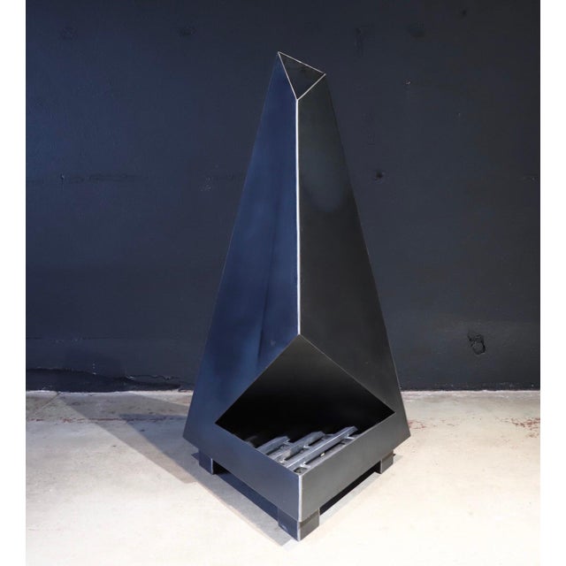 Metal Steel Chiminea Fire Pit Outdoor Fireplace Small by Koby Knoll Click, Attributed For Sale - Image 7 of 11