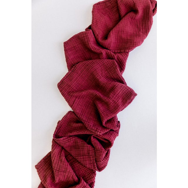 Contemporary Bordeaux Organic Cotton Runner For Sale - Image 3 of 3
