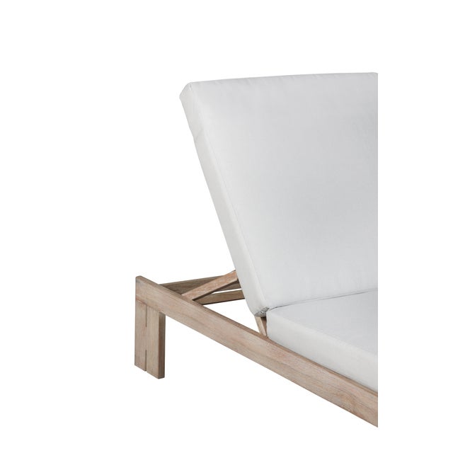 2020s Paradiso Outdoor Teak Natural Look Chaise - Light Gray Fabric For Sale - Image 5 of 6