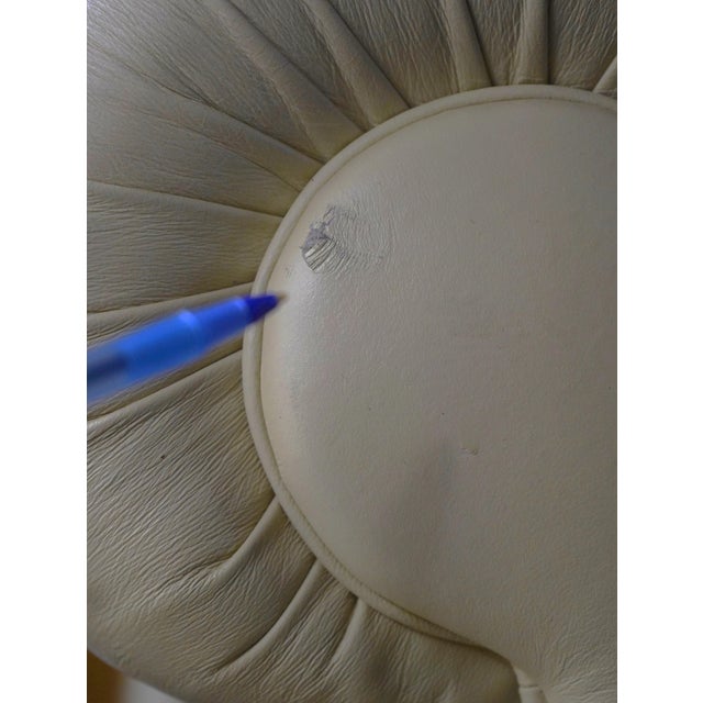 Pair Creme Color Leather Chesterfield Chairs For Sale - Image 11 of 18