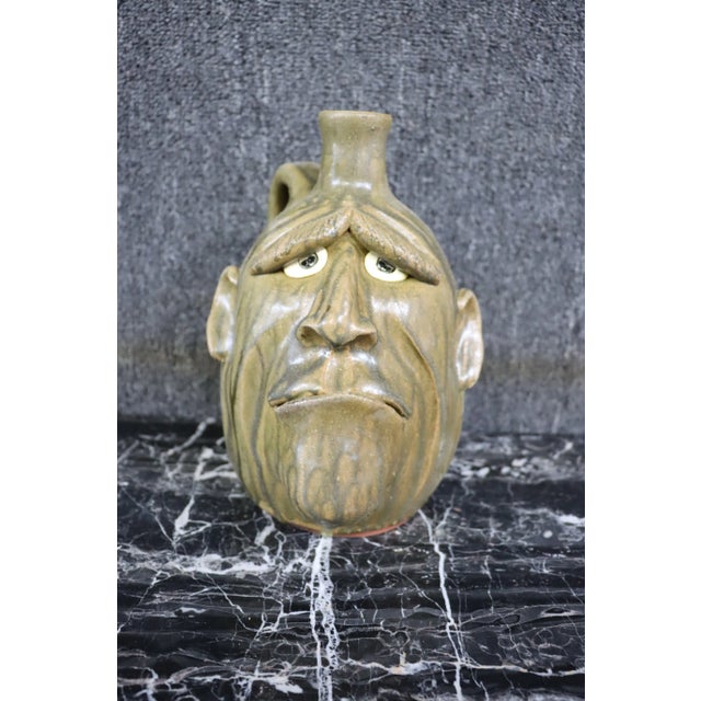 Ceramic Whimsical Terra-Cotta Face Jug For Sale - Image 7 of 7