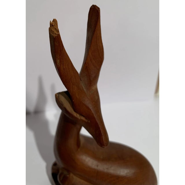 Brown 1960s Wood Deer Figurine For Sale - Image 8 of 9