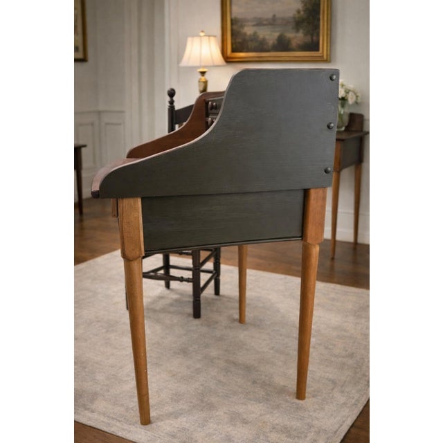 1930s Early 20th Century Yield House Writing Desk With Original Woven-Seat Chair For Sale - Image 5 of 11