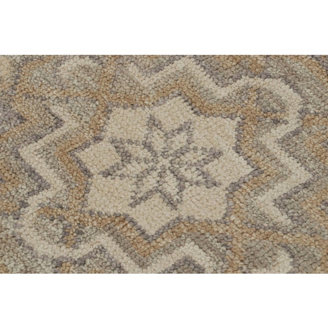 Rug & Kilim’s Oushak Style Rug in Beige-Brown and Blue Geometric Pattern For Sale In New York - Image 6 of 7
