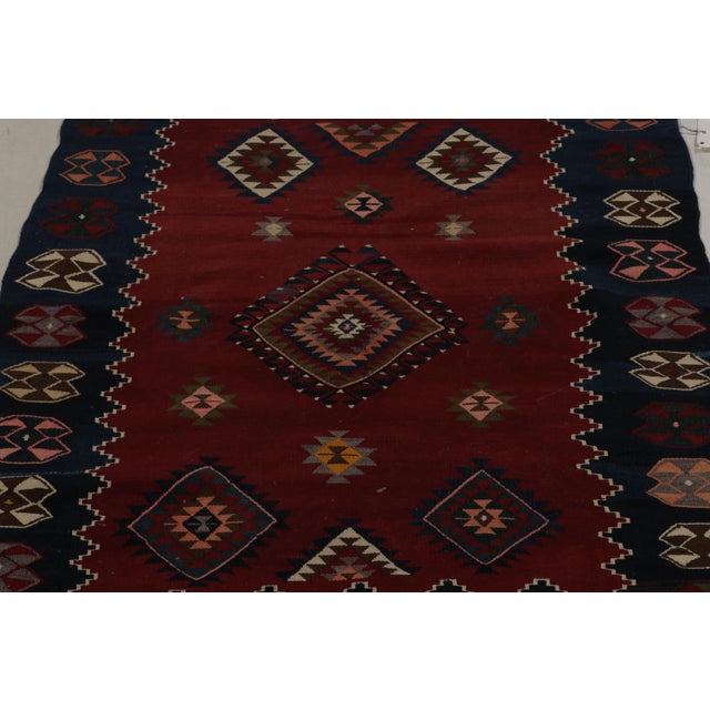 Tribal Vintage Tribal Kilim Rug in Red and Blue With Colorful Tribal Patterns For Sale - Image 3 of 10