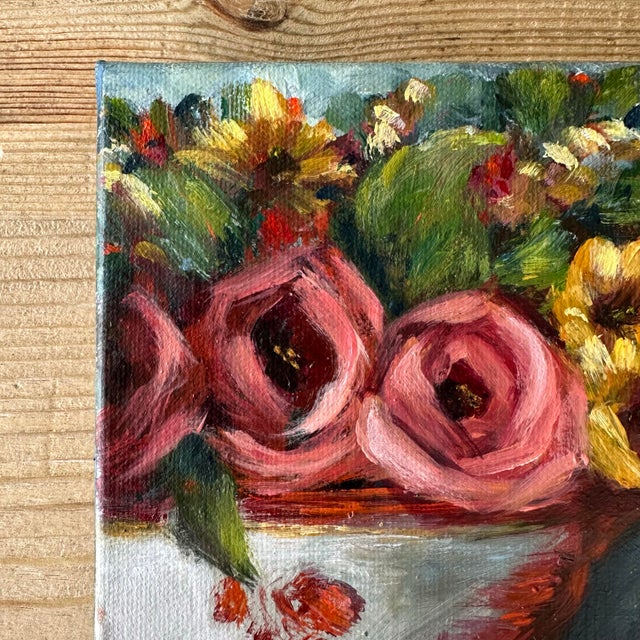 Chinoiserie Chinosierie Tureen Painting With Autumn Roses, Sunflowers and Pumpkins, Thankful & Blessed by Artist Kristin Ashman For Sale - Image 3 of 12